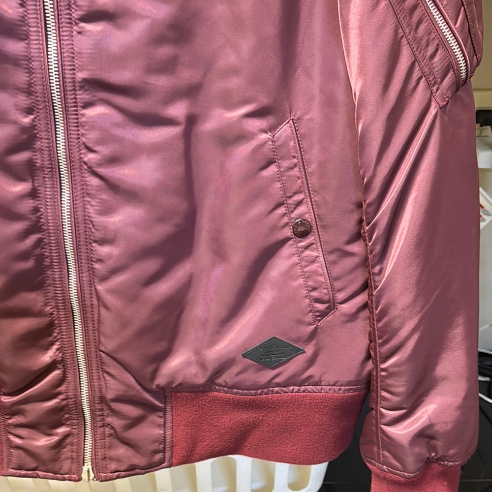 Rag & Bone Red Bomber Jacket with Ribbed Collar - Picture 4 of 9